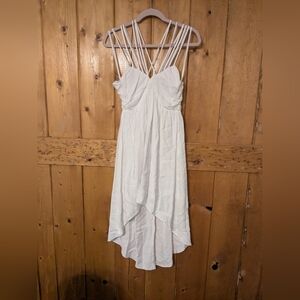 BCBGeneration White Strappy Dress High Low Hem Graduation Bridal Size 10
